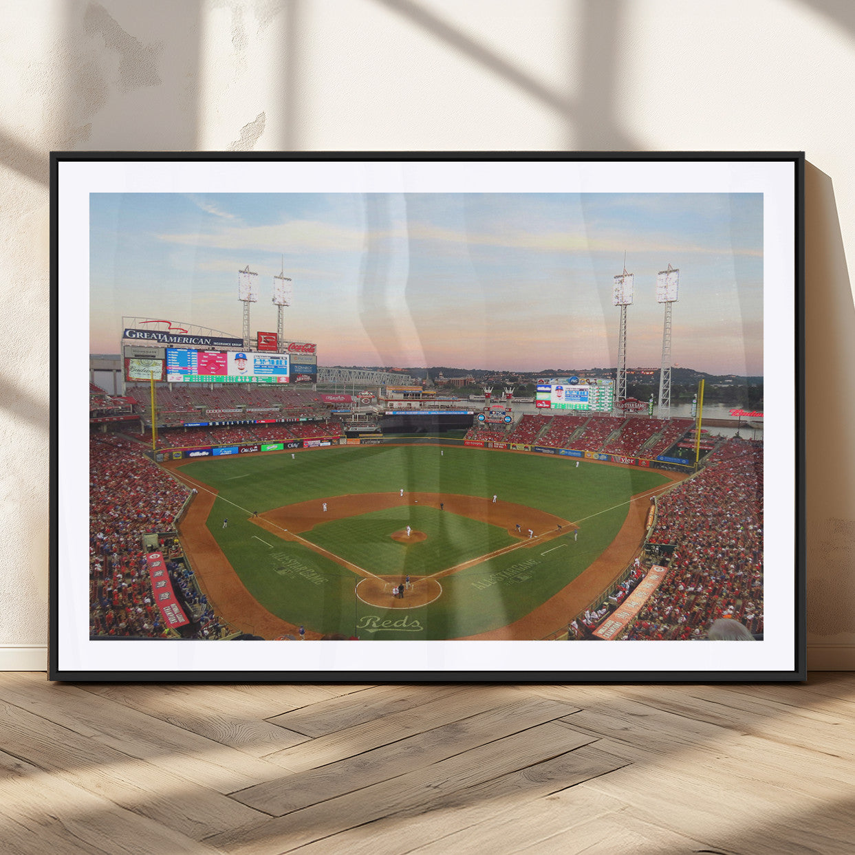 MGC-FP-36x24 - Cincinnati Reds Baseball Print Canvas- Cincinnati Great American Ball Park Stadium Wall Art Canvas