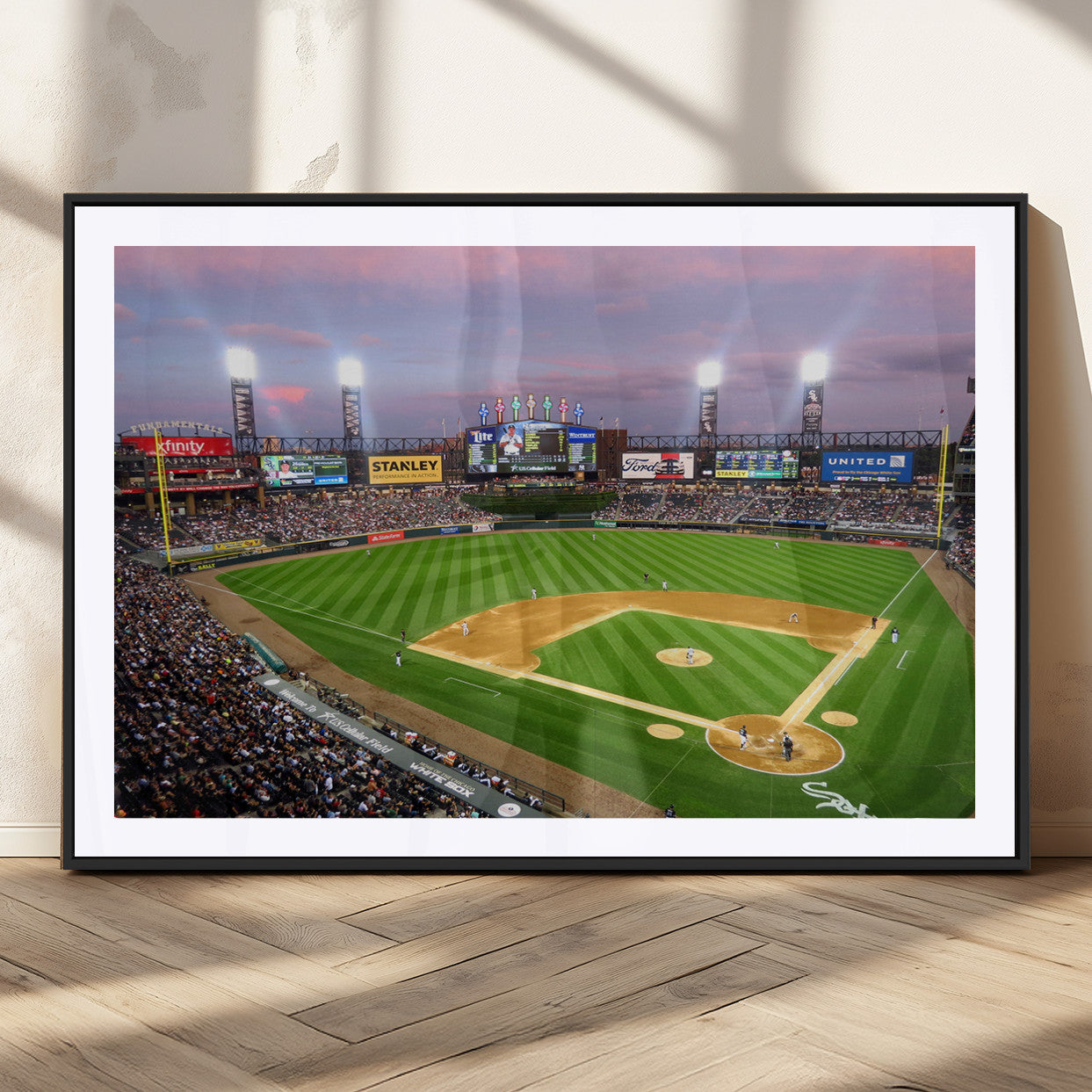 MGC-FP-36x24 - Chicago White Sox Baseball Team Print Canvas- Guaranteed Rate Field Stadium Wall Art Canvas Print
