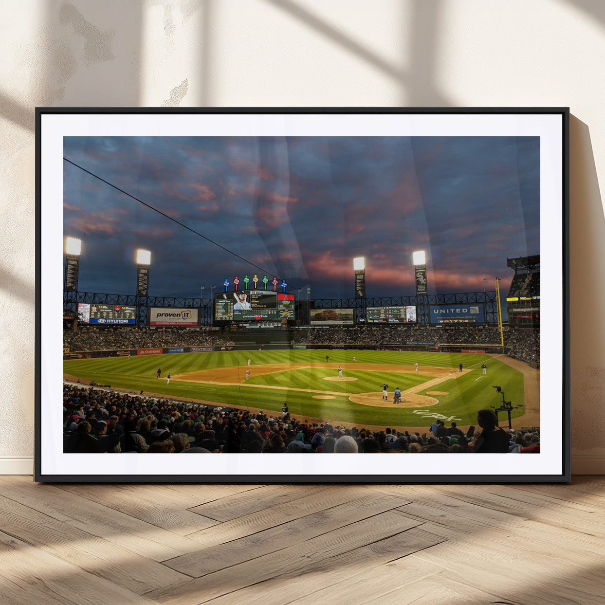 MGC-FP-36x24 - Chicago White Sox Baseball Team Print Canvas- Guaranteed Rate Field Stadium Wall Art Canvas Print