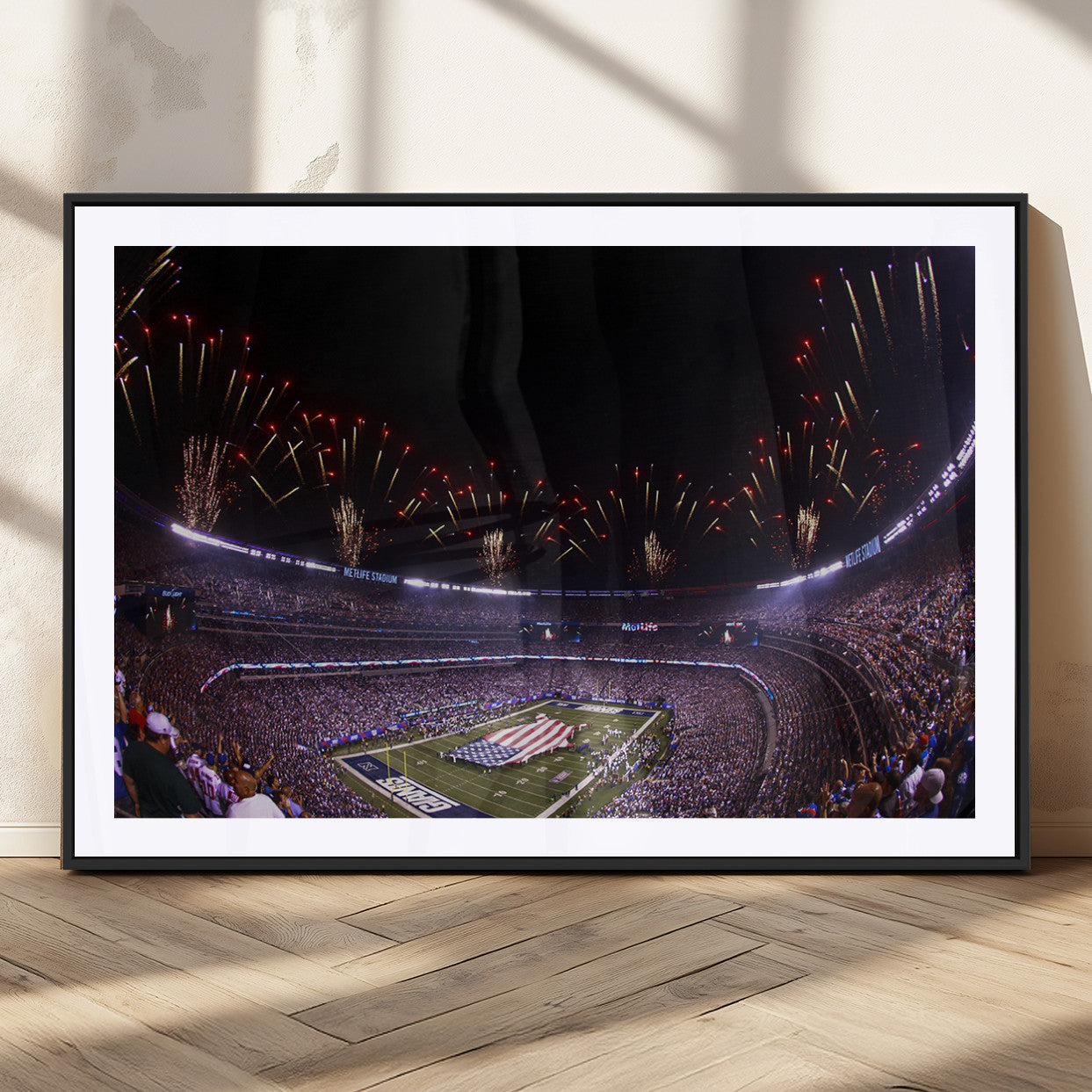 MGC-FP-36x24 - New York Giants Football Team Print - East Rutherford MetLife Stadium Wall Art Canvas Print