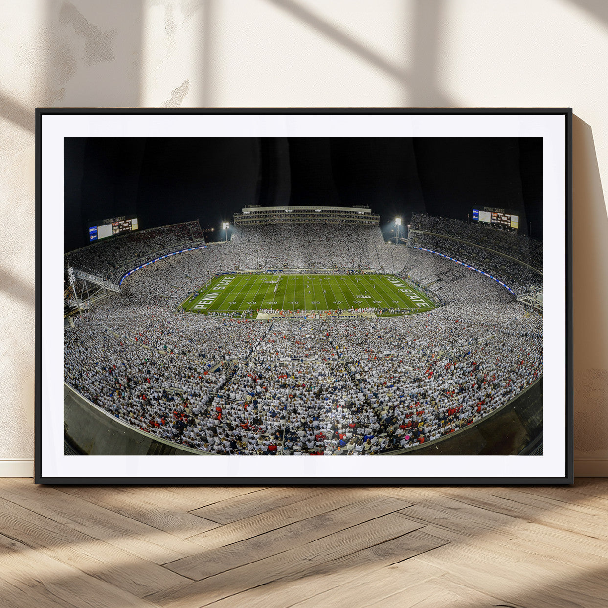 MGC-FP-36x24 - Beaver Stadium Night Game Triple Canvas Wall Art - Penn State Nittany Lions Football Match