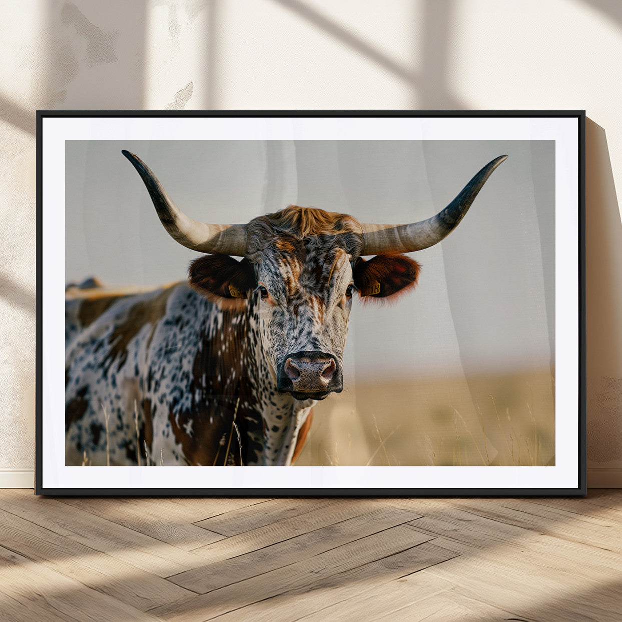 MGC-FP-36x24 - Texas Bull Longhorn Wall Art Canvas Print for Farm House Wall Decor, Farmhouse Wall Art Print