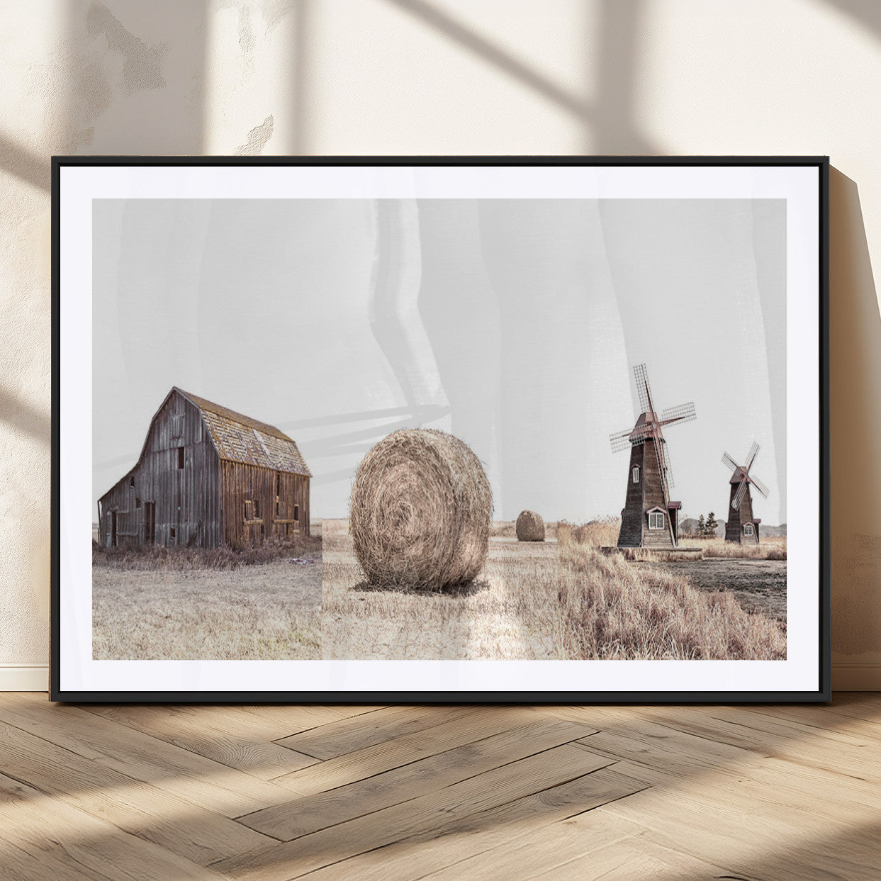 MGC-FP-36x24 - Farm Prints Set, Set of 3 Farmhouse Wall Art, Country House Decor, Barn Print, Wheat Print,
