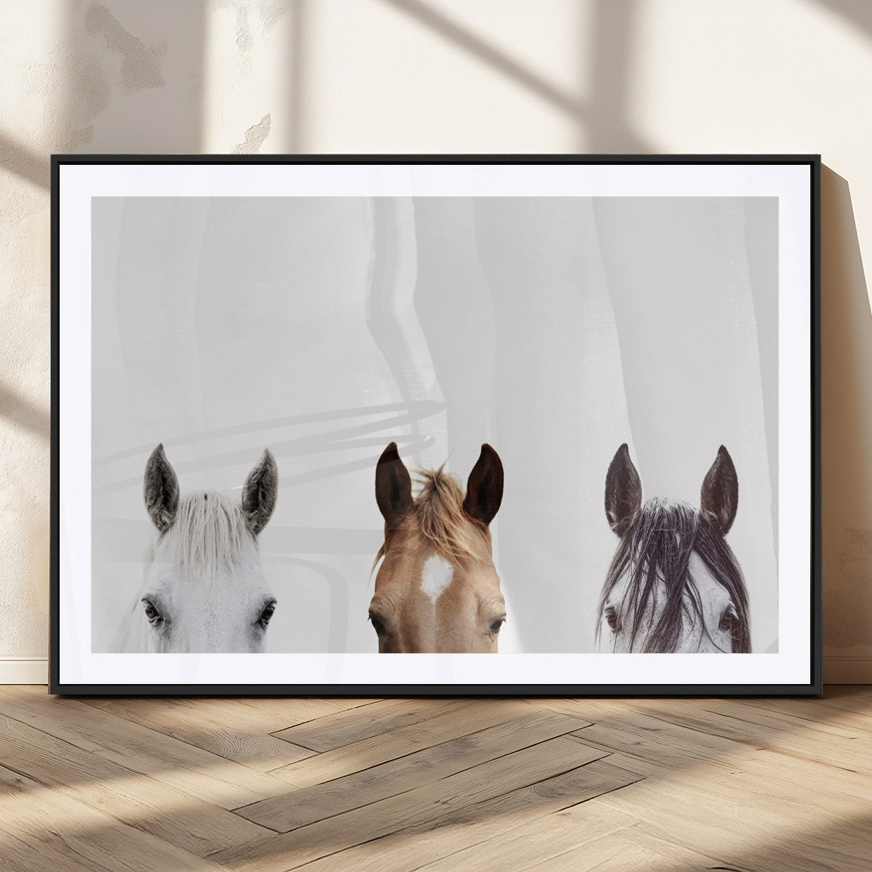 MGC-FP-36x24 - Horse Prints Set, Set of 3 Horse Wall Art, Horses Portraits, Farmhouse Wall Art, Farm Animals