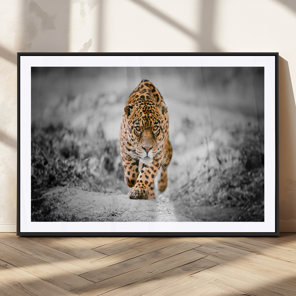 MGC-FP-36x24 - Jaguar Wall Art Canvas Print - Majestic Big Cat in Focused Pursuit - Ready to Hang