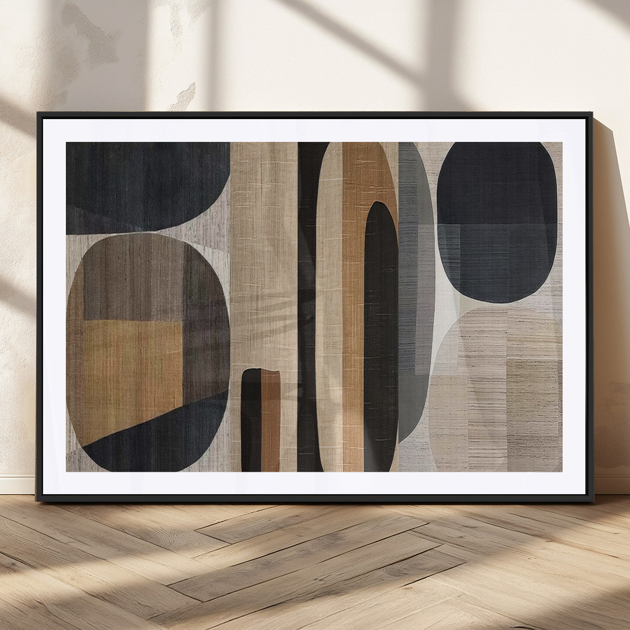 MGC-FP-36x24 - Abstract Minimalist Canvas Wall Art - Neutral Geometric Modern Boho Decor, Minimalist Brown Wabi