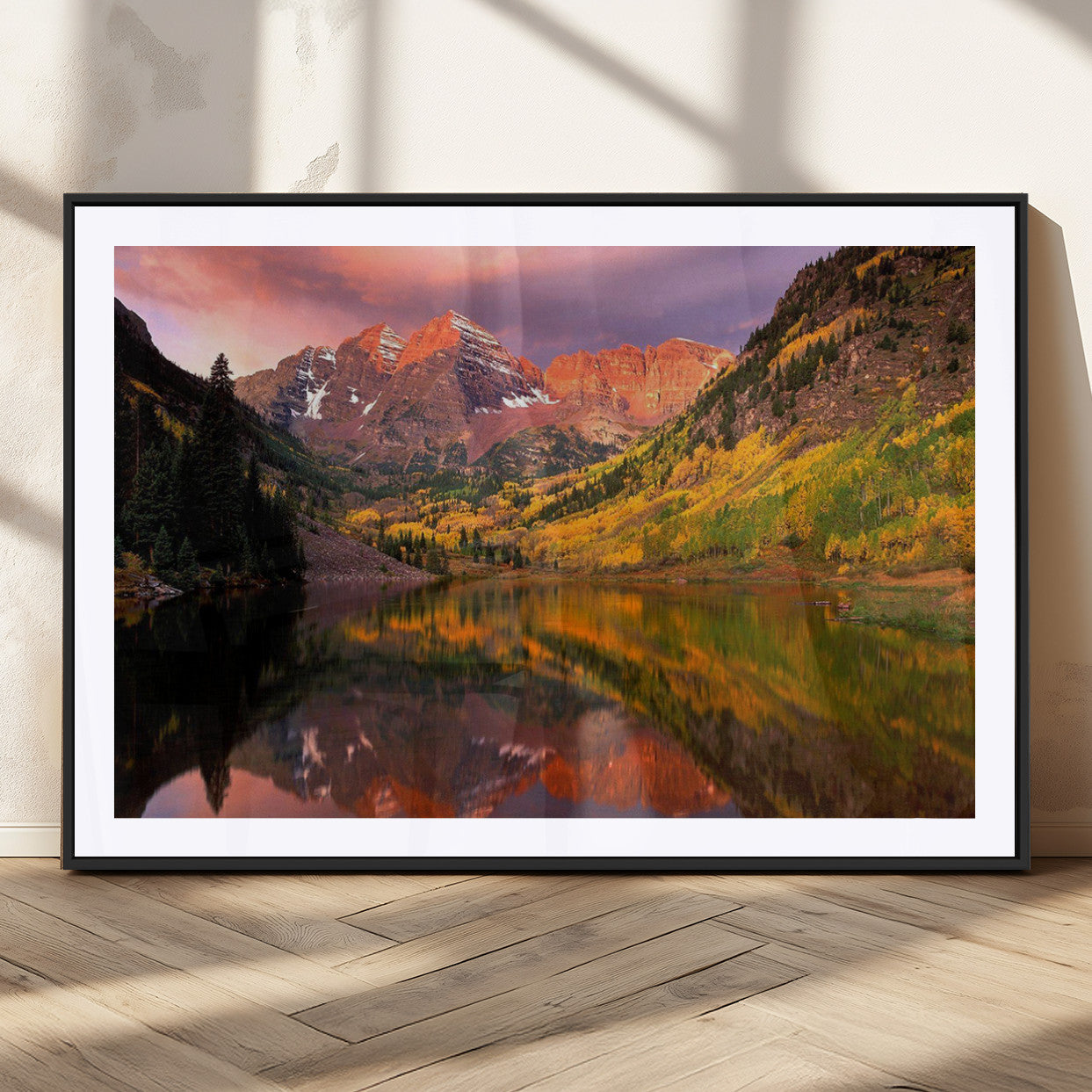 86946-MGC-FP-36x24_Black-Colorado Rockies Mountain Sunset Wall Art | Ready to Hang and Framed | Scenic Nature Landscape