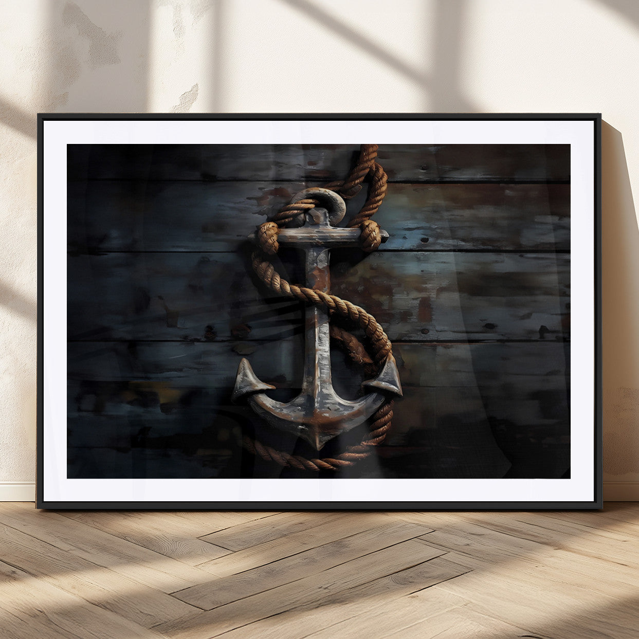 MGC-FP-36x24 - 3 Panel Grunge Abstract Anchor Wall Art Canvas Print Set