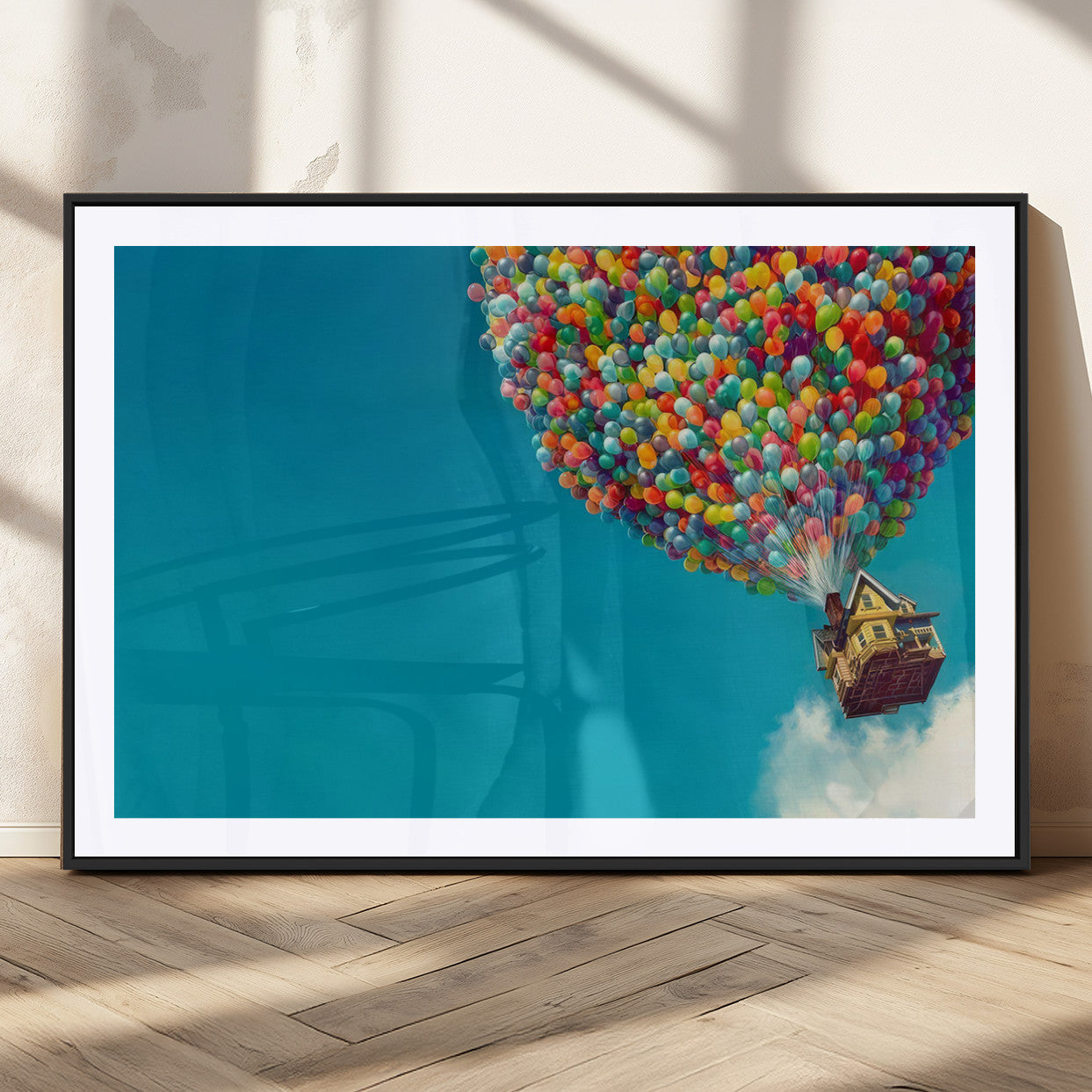 MGC-FP-36x24 - Carl Fredricksen, Up Movie Wall Art, Colorful Balloon House Art | Whimsical Wall Decor for Living