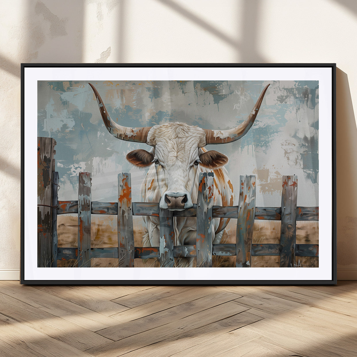 MGC-FP-36x24 - Vintage Cow Wall Art Canvas Print for Farmhouse Wall Decor Theme, Cattle Wall Art Print