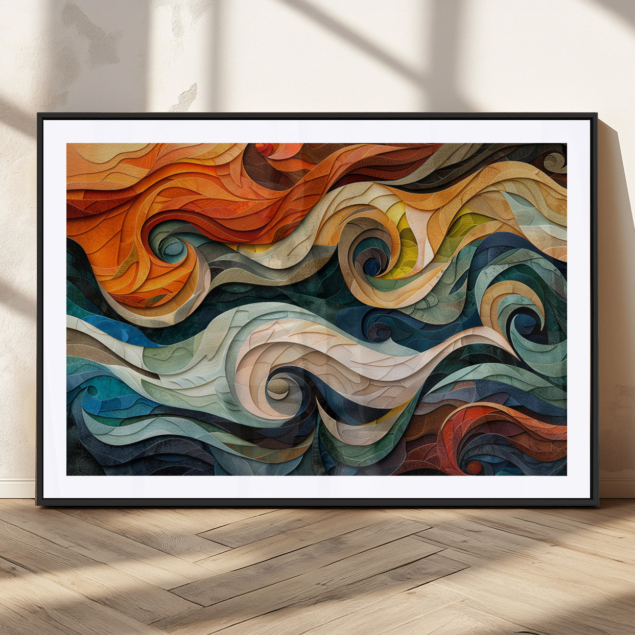 MGC-FP-36x24 - Abstract Wave Wall Art | Ready to Hang Framed Canvas Print | Vibrant Home Decor for Modern Spaces