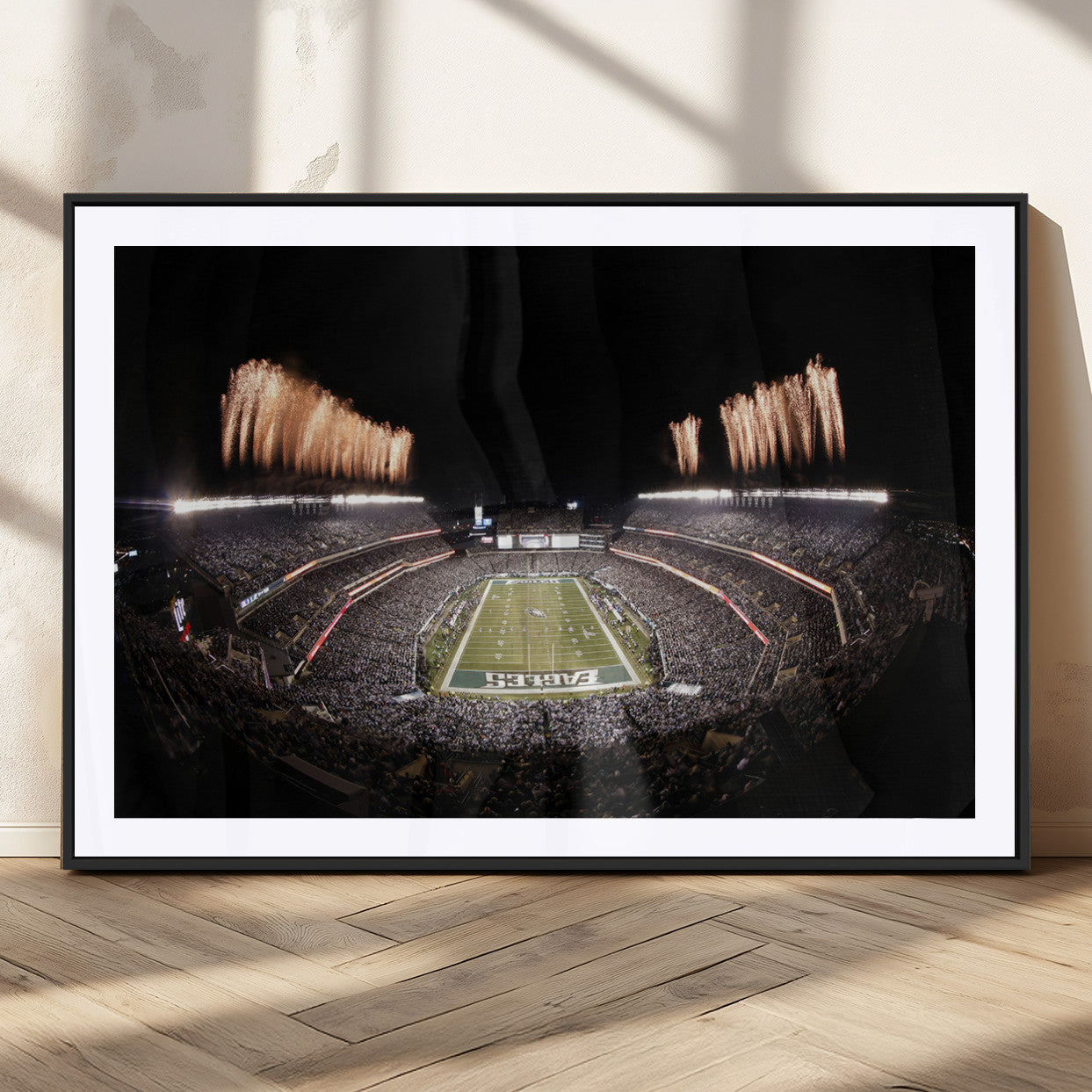 48893-MGC-FP-36x24_Black-Eagles Field Stadium Wall Art - Lincoln Financial Field Fireworks Game Triple Canvas Wall Art -