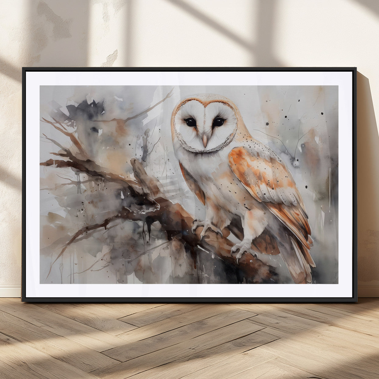 MGC-FP-36x24 - Barn Owl Wall Art | Watercolor Barn Owl Canvas Print | Perfect for Farmhouse Wall Decor | Ready to