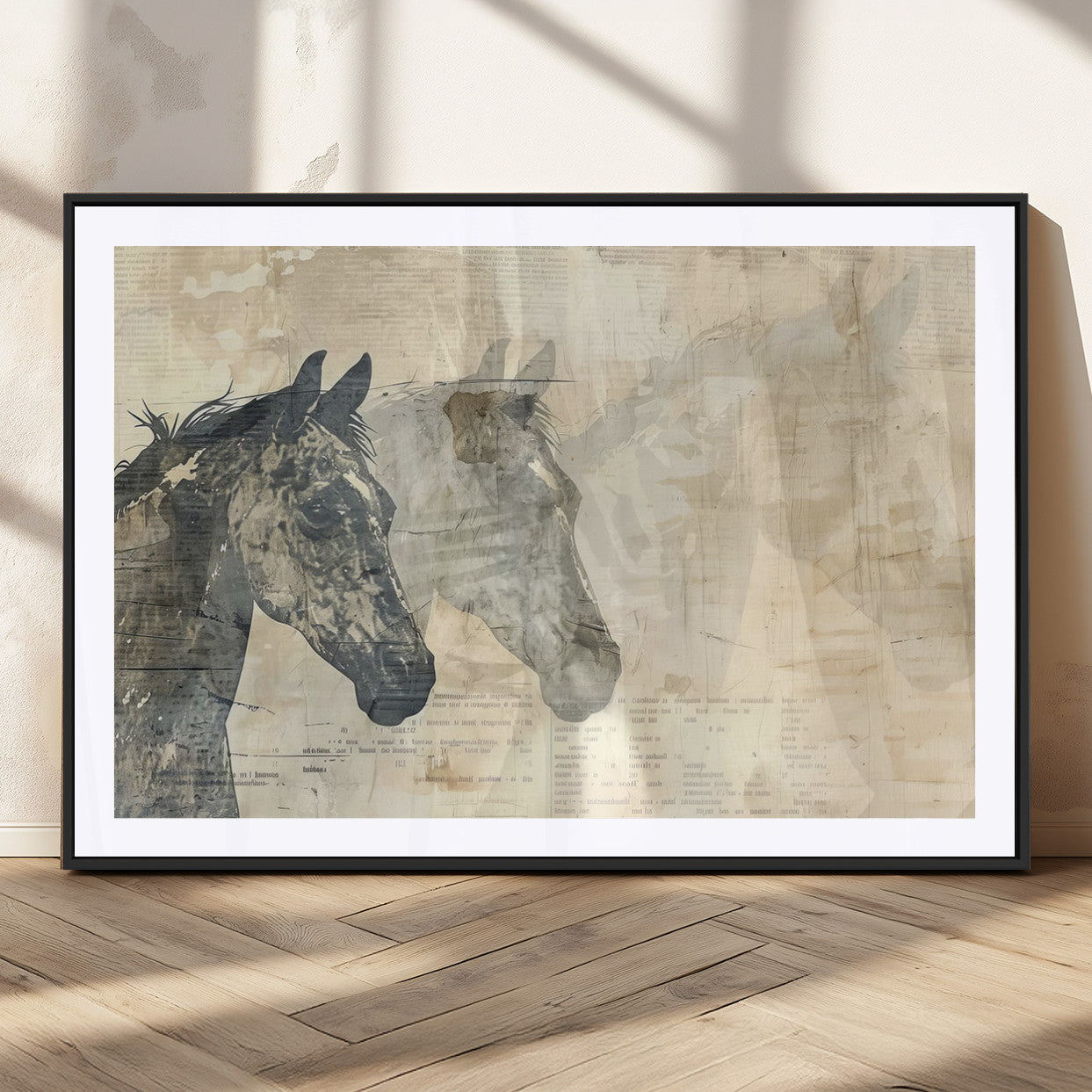 MGC-FP-36x24 - Abstract Horse Canvas Print | Modern Farmhouse Wall Art | Ready to Hang Framed
