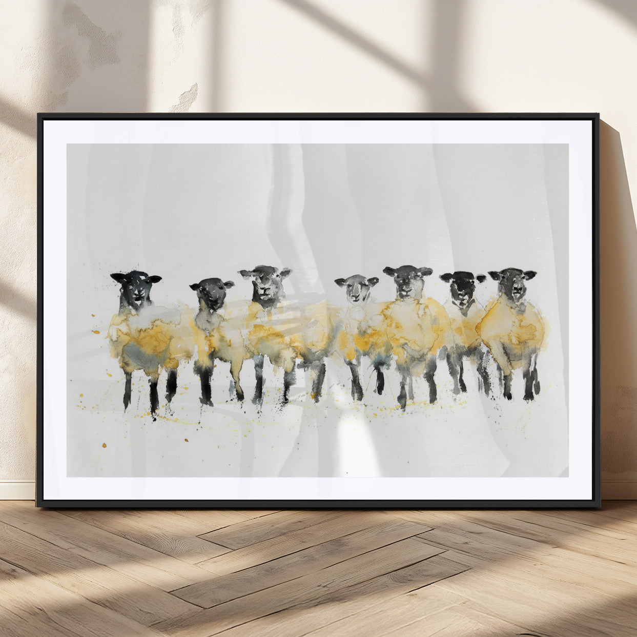 MGC-FP-36x24 - Farmhouse Wall Art Sheep Print | Ready to Hang Framed Canvas | Rustic Barn Decor