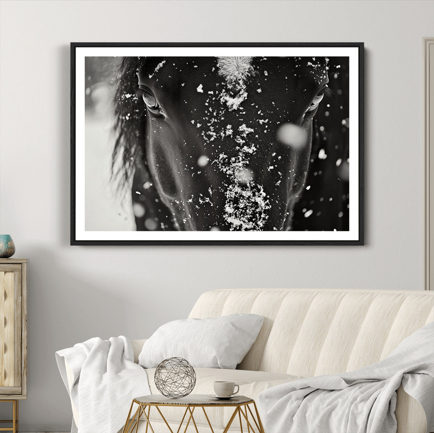 73281-MGC-FP-36x24_Black-Winter Horse Snow Wall Art Canvas Print