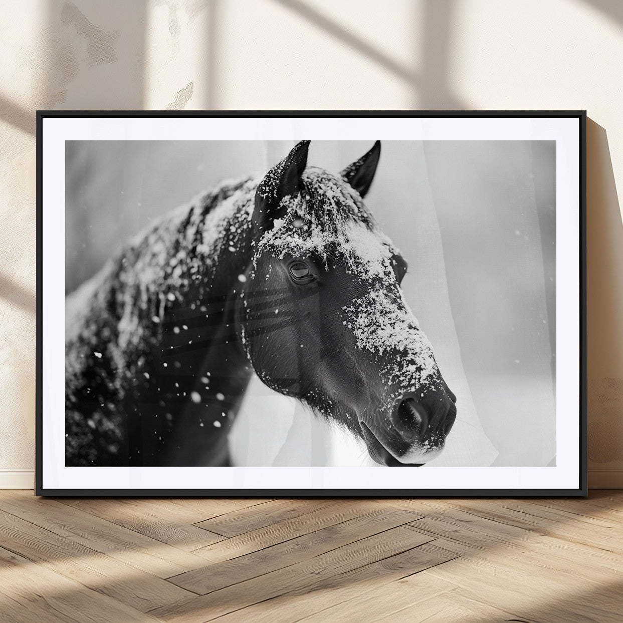 MGC-FP-36x24 - Horse Canvas Print - Winter Horse Snow Wall Art Canvas Print