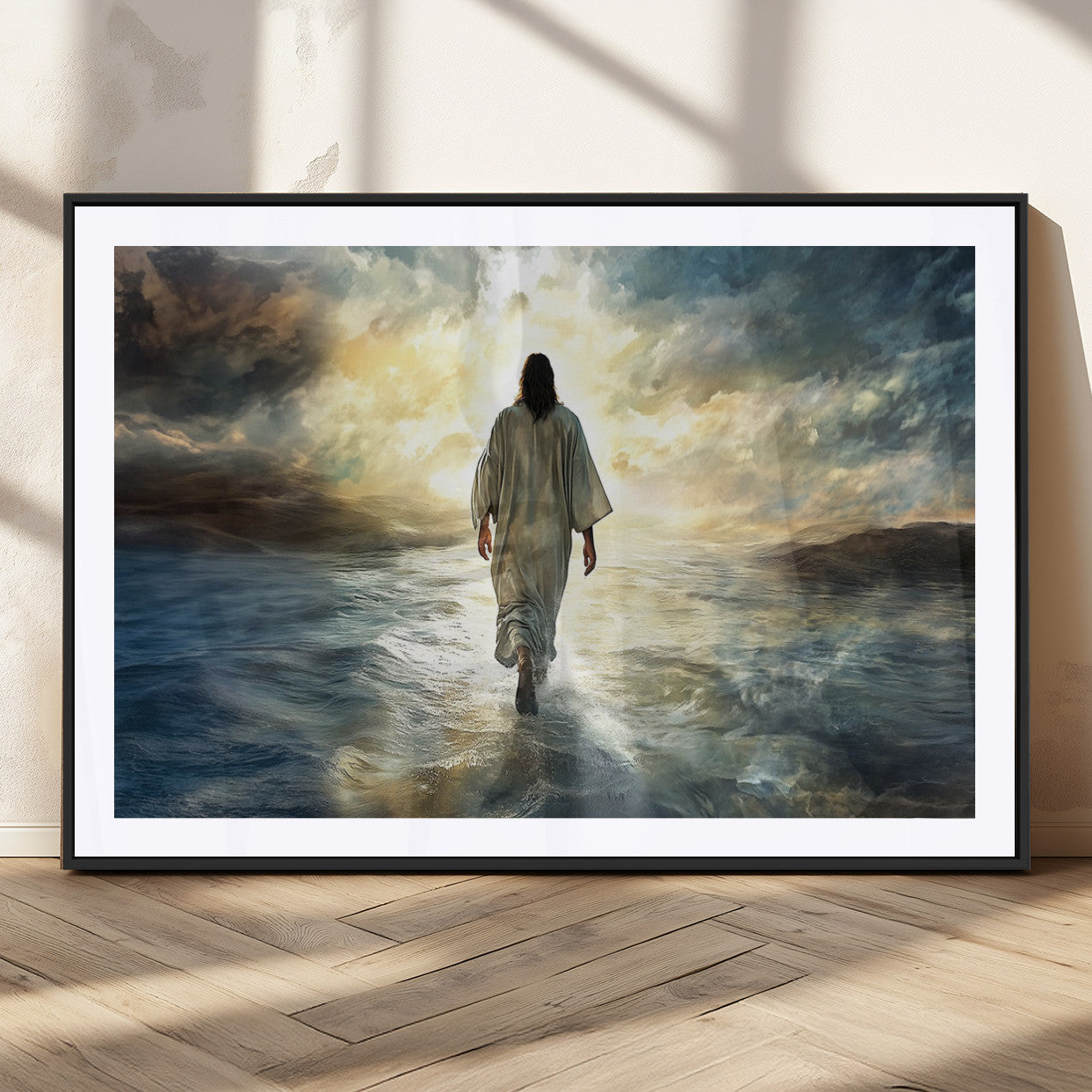 MGC-FP-36x24 - Jesus Walking on Water Wall Art | Canvas Print | Ready to Hang | Christian Home Decor | Spiritual