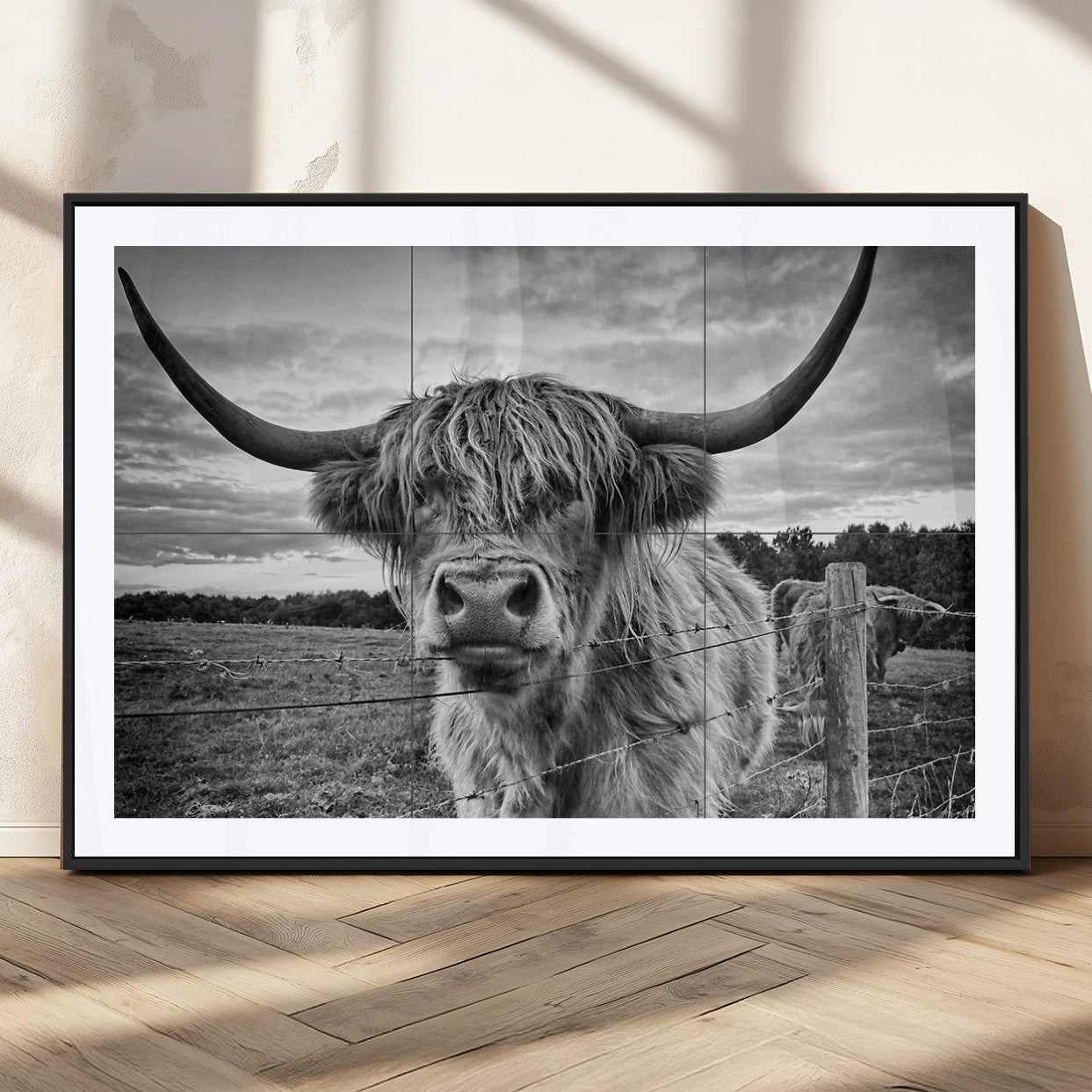 MGC-FP-36x24 - Scottish Highland Cow Wall Art Canvas Print | Ready to Hang and Framed | Rustic Farmhouse Decor