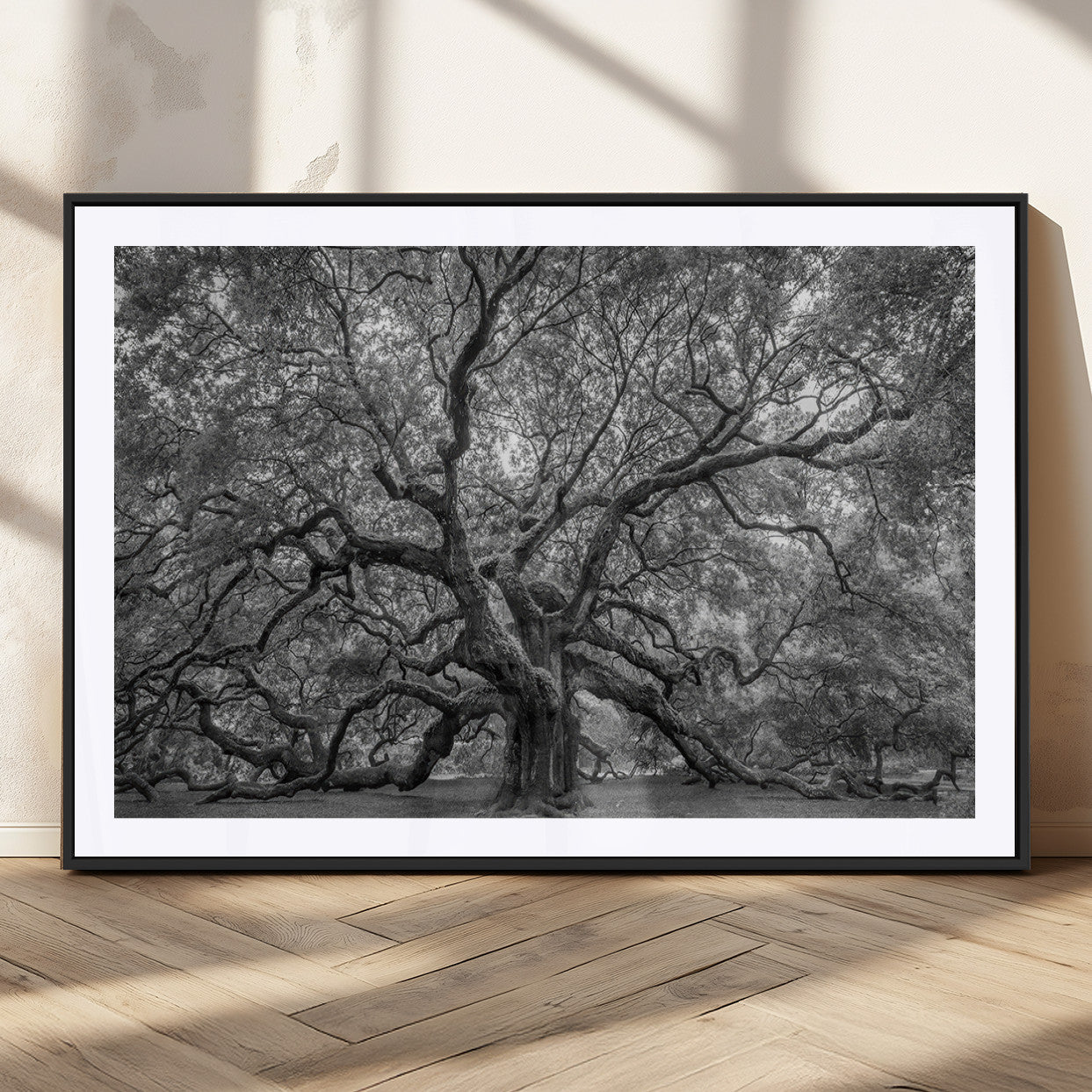 97240-MGC-FP-36x24_Black-Majestic Angel Oak Tree Black and White Canvas Print – Multi Panel Wall Art, Giclée Print, Ready to