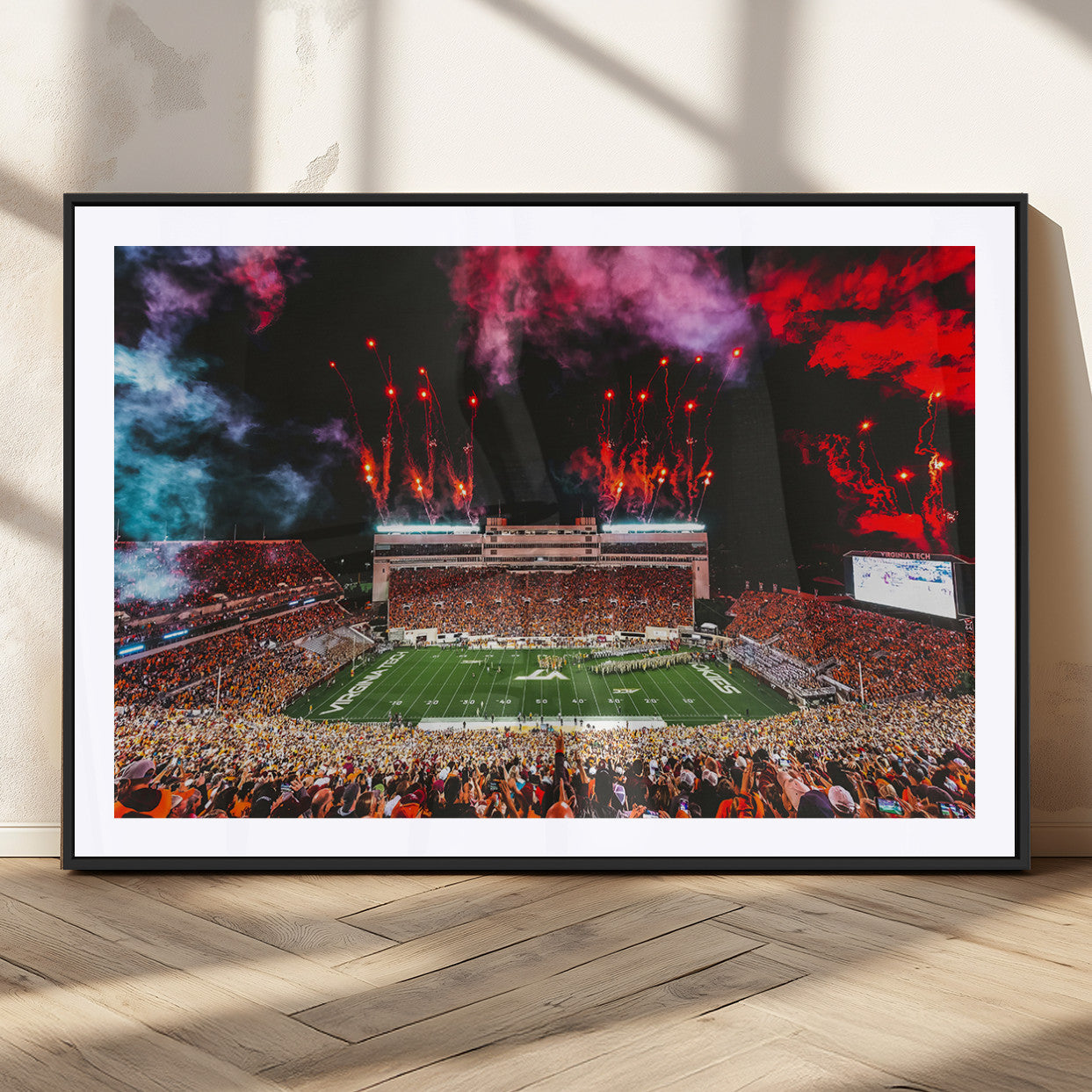 MGC-FP-36x24 - Virginia Tech Hokies Football Team Print - Blacksburg Lane Stadium Wall Art Canvas Print