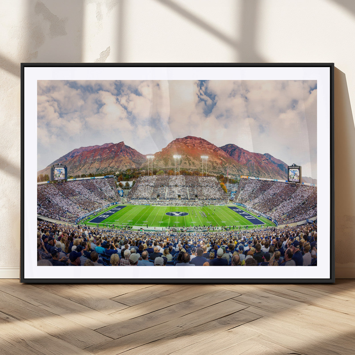 MGC-FP-36x24 - Brigham Young University Cougars Football Team Print - Provo LaVell Edwards Stadium Wall Art Canvas