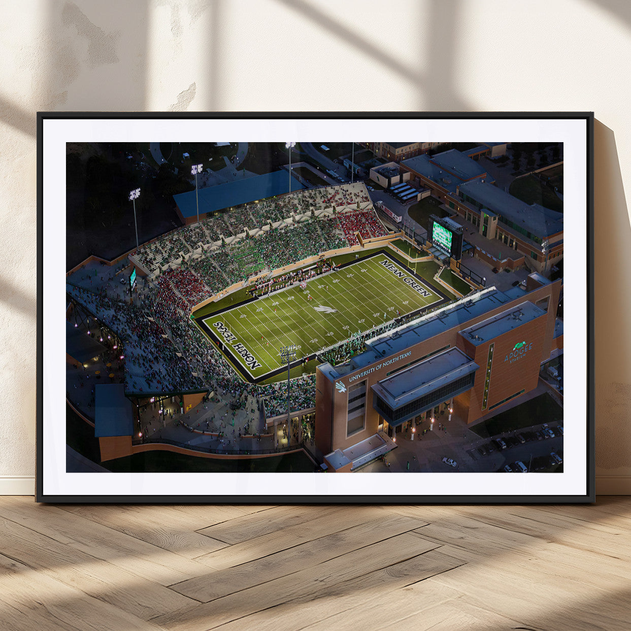 MGC-FP-36x24 - University of North Texas Mean Green Football Artwork, Football Team Print - Denton DATCU Stadium