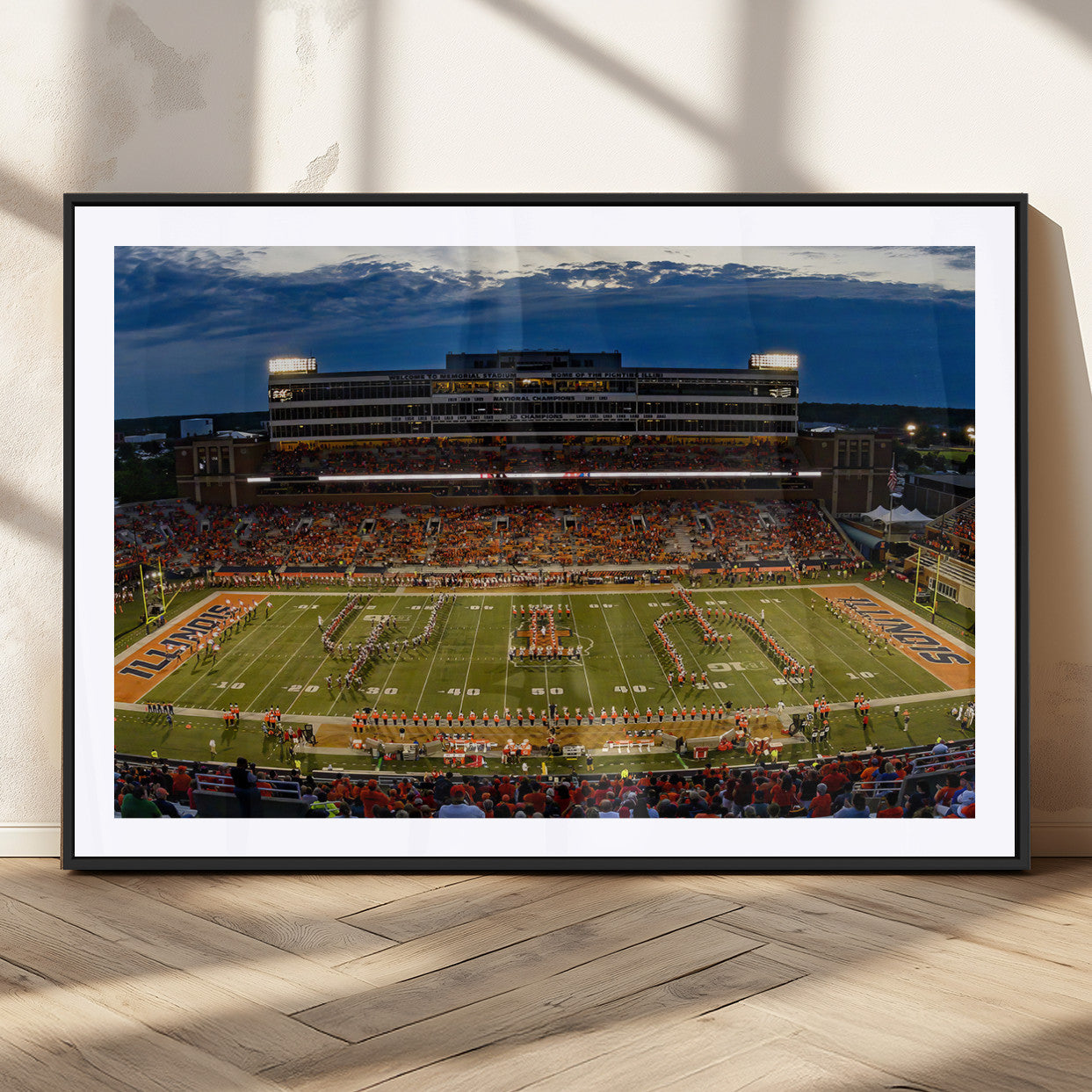 MGC-FP-36x24 - University of Illinois Fighting Illini Football Team Print - Champaign Illinois Memorial Stadium