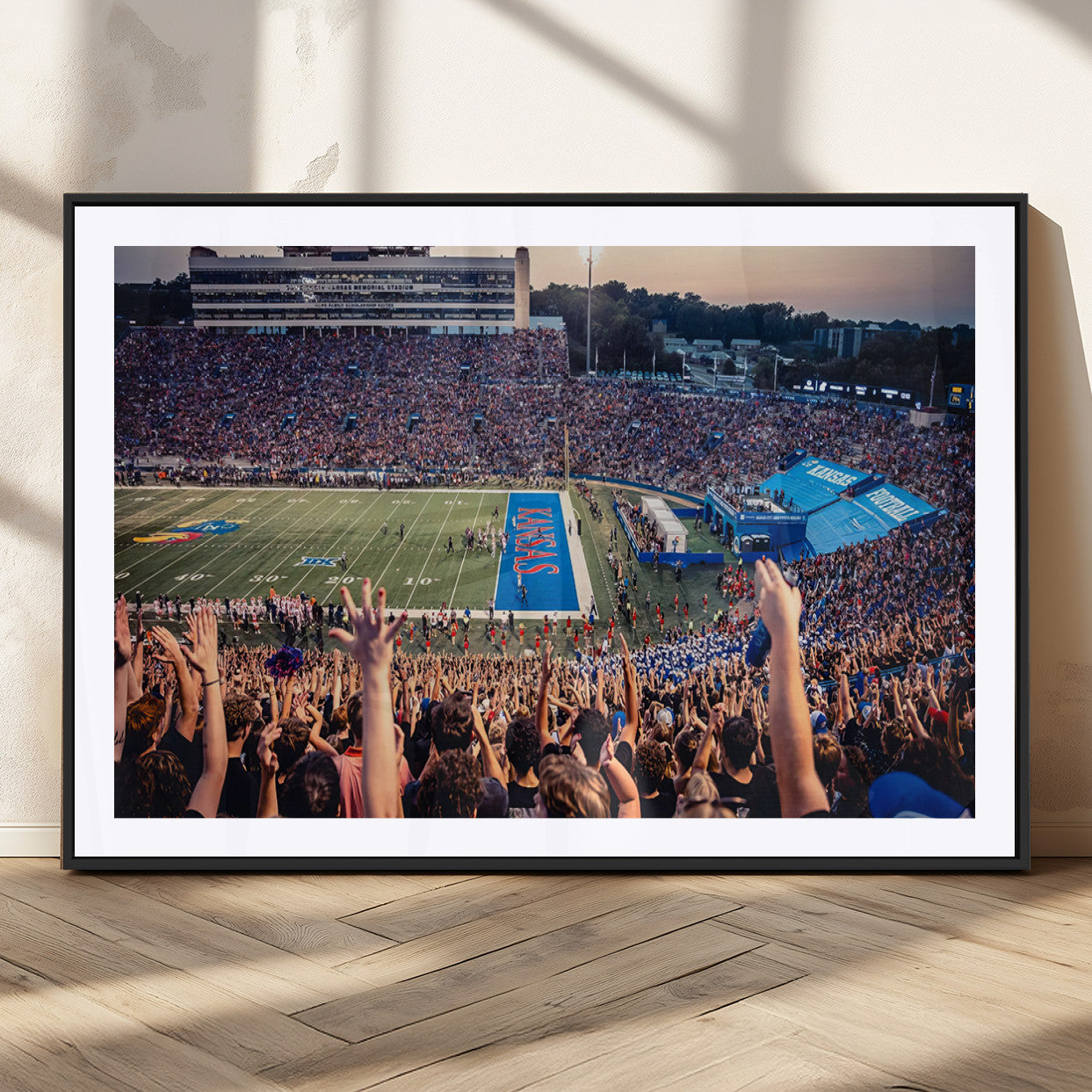 MGC-FP-36x24 - University of Kansas Jayhawks Football Team Art Print - Lawrence Kansas Memorial Stadium Wall Art