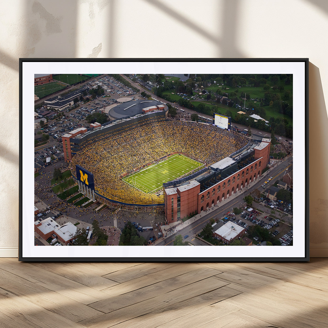 MGC-FP-36x24 - University of Michigan Wolverines Football Team Print - Ann Arbor Michigan Stadium Wall Art Canvas