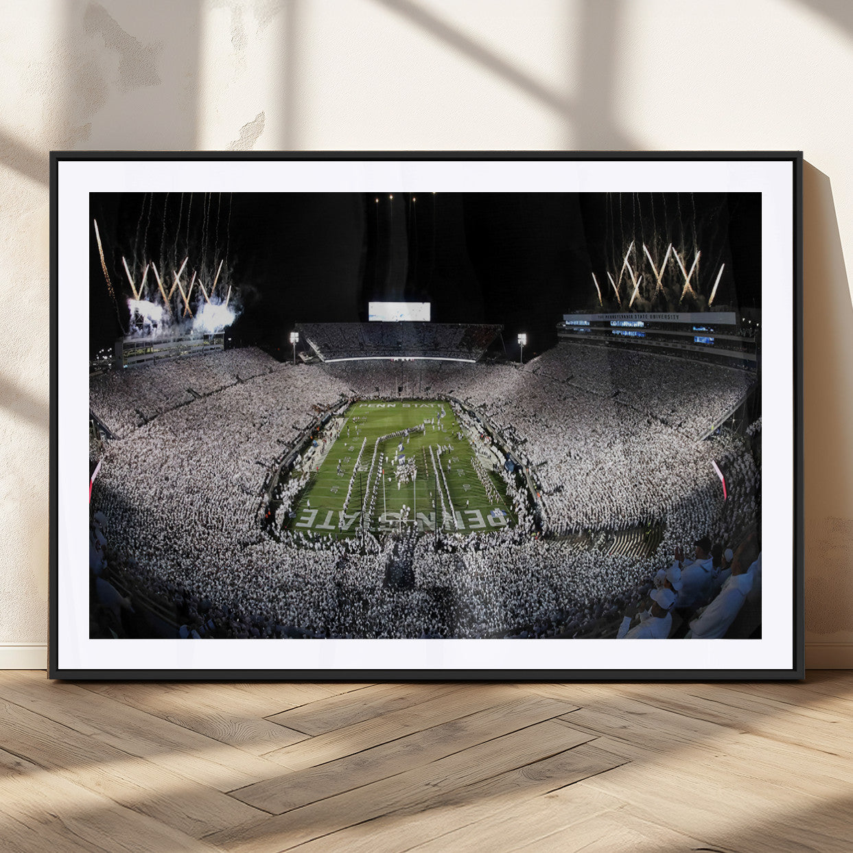 84537-MGC-FP-36x24_Black-Penn State Beaver Stadium Canvas Wall Art - Nittany Lions Football Print