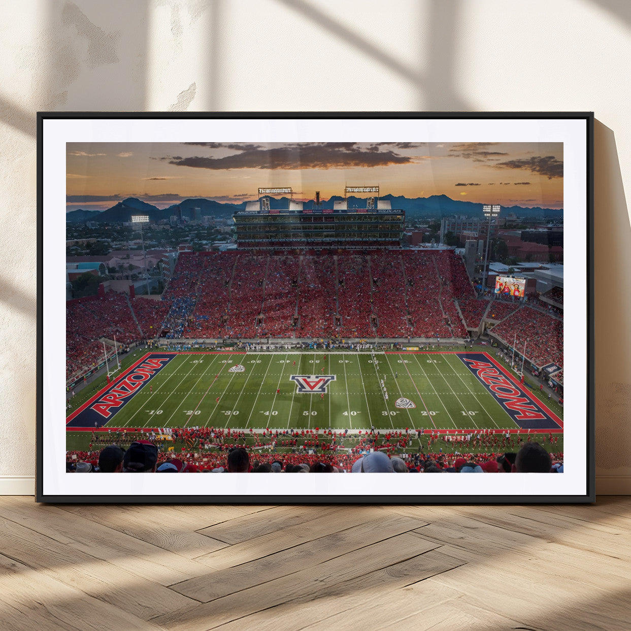 MGC-FP-36x24 - Framed Arizona Wildcats Football Team Print - Tucson Arizona Stadium Wall Art Canvas Print