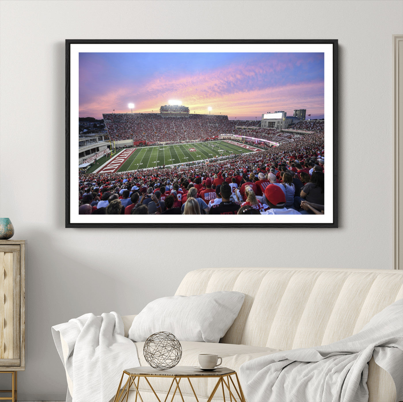 13046-MGC-FP-36x24_Black-Indiana University Hoosiers Football Team Print - Bloomington Memorial Stadium Wall Art Canvas Print