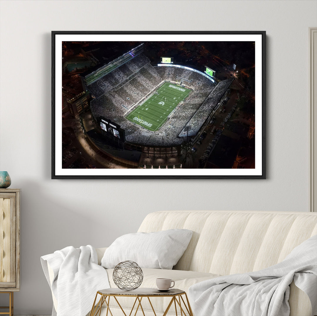 Michigan State Spartans Football Team Print - East Lansing Spartan Stadium Print Wall Art