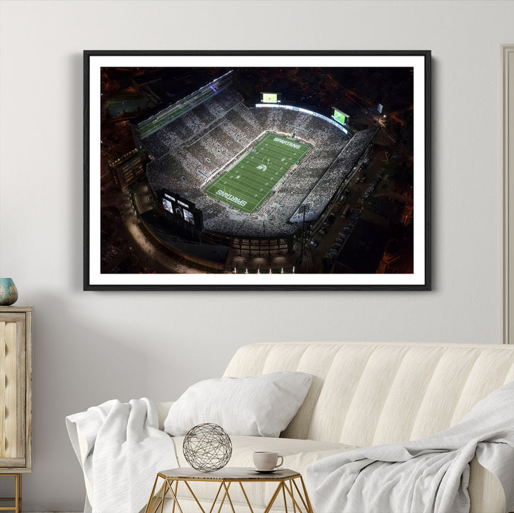 Michigan State Spartans Football Team Print - East Lansing Spartan Stadium Print Wall Art