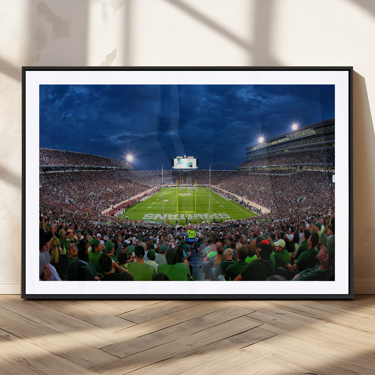 MGC-FP-36x24 - Michigan State Spartans Football Team Print - East Lansing Spartan Stadium Wall Art Canvas Print