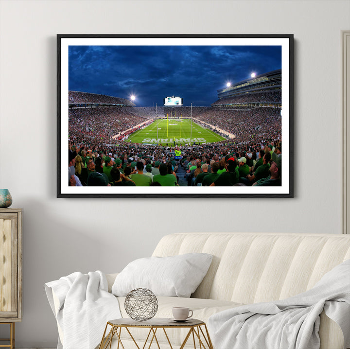 Michigan State Spartans Football Team Print - East Lansing Spartan Stadium Wall Art Canvas Print