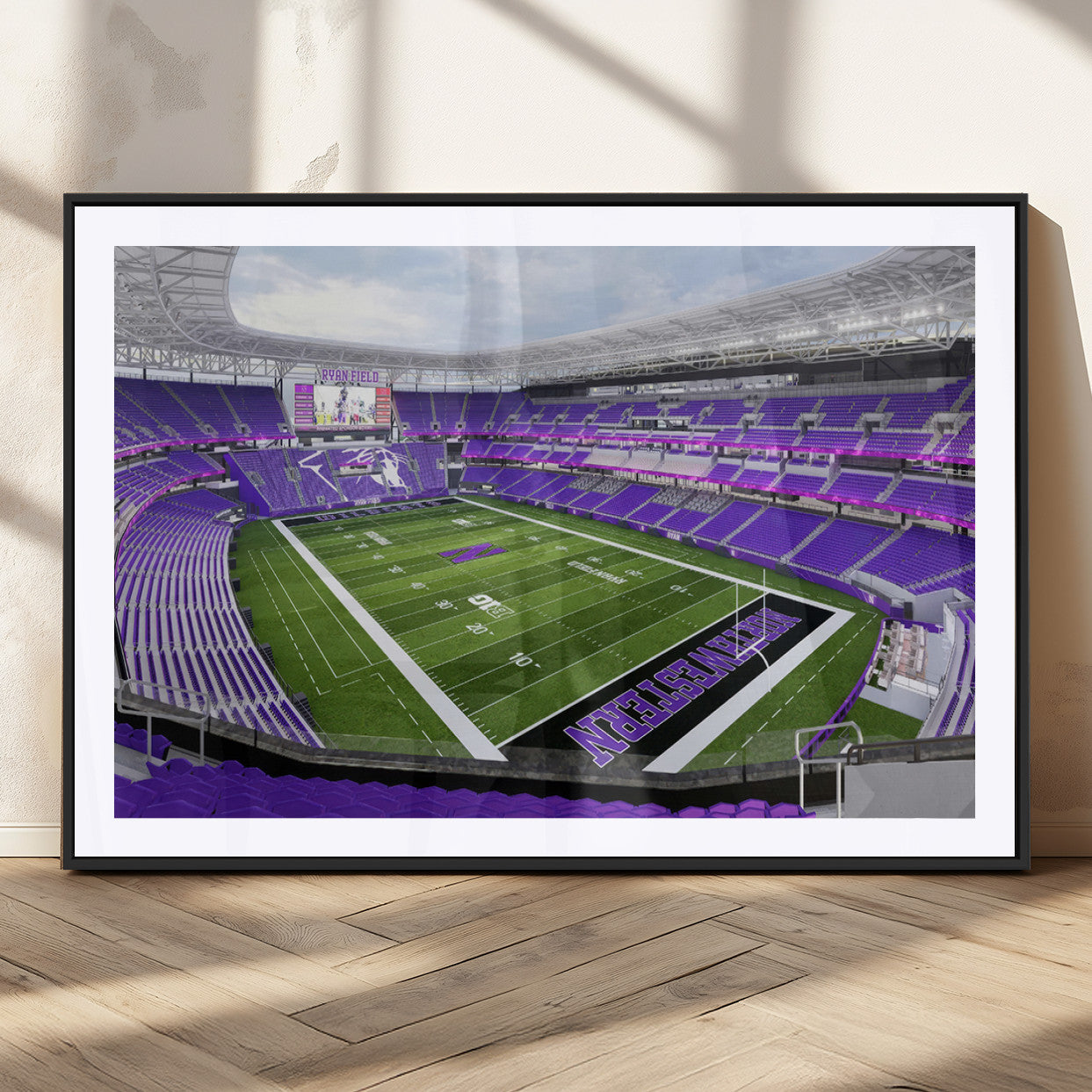 MGC-FP-36x24 - Northwestern University Wildcats Football Team Print - Evanston Ryan Field Wall Art Canvas Print