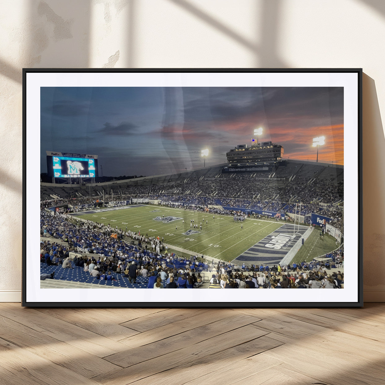 MGC-FP-36x24 - Memphis Tigers Football Team Print - Memphis Simmons Bank Liberty Stadium Wall Art Canvas Print