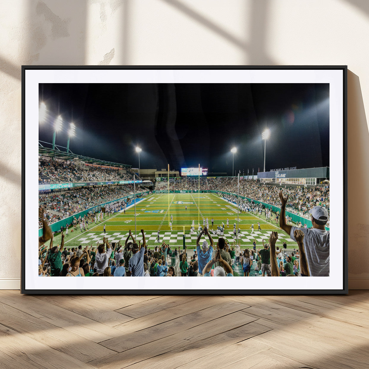 MGC-FP-36x24 - The Tulane University Green Wave Football Team Print - New Orleans Yulman Stadium Wall Art Canvas