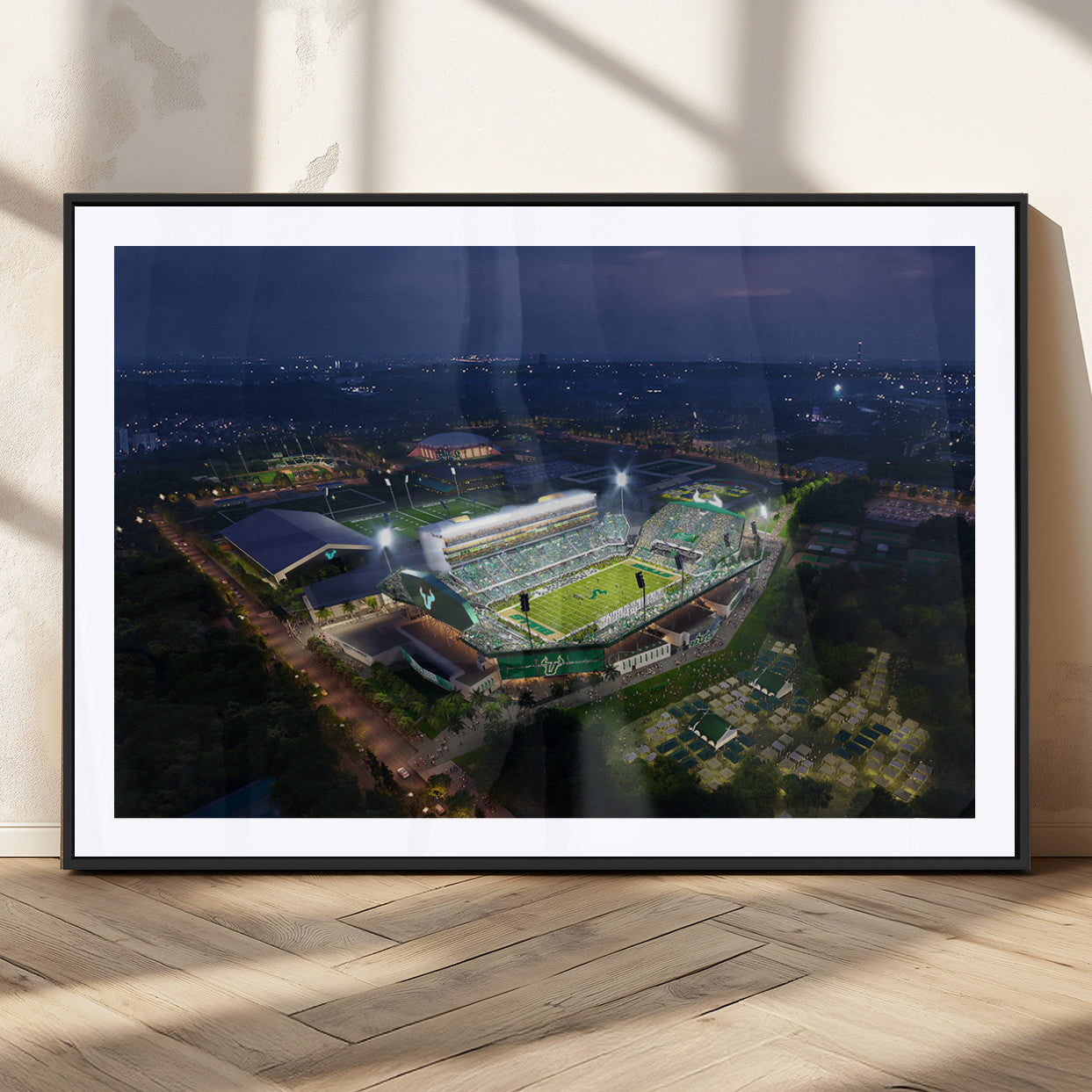MGC-FP-36x24 - The University of South Florida Bulls Football Team Print - Tampa USF Football Stadium Wall Art Canvas Print