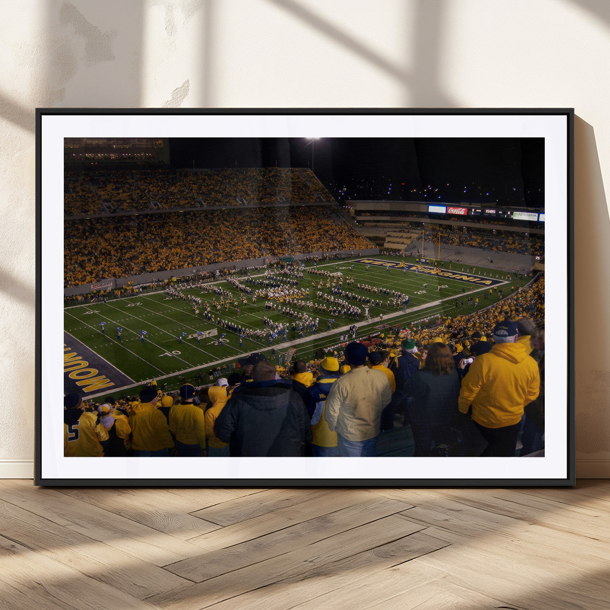 MGC-FP-36x24 - West Virginia Uni Mountaineers Football Team Print - Milan Puskar Stadium Canvas Print Wall Art,