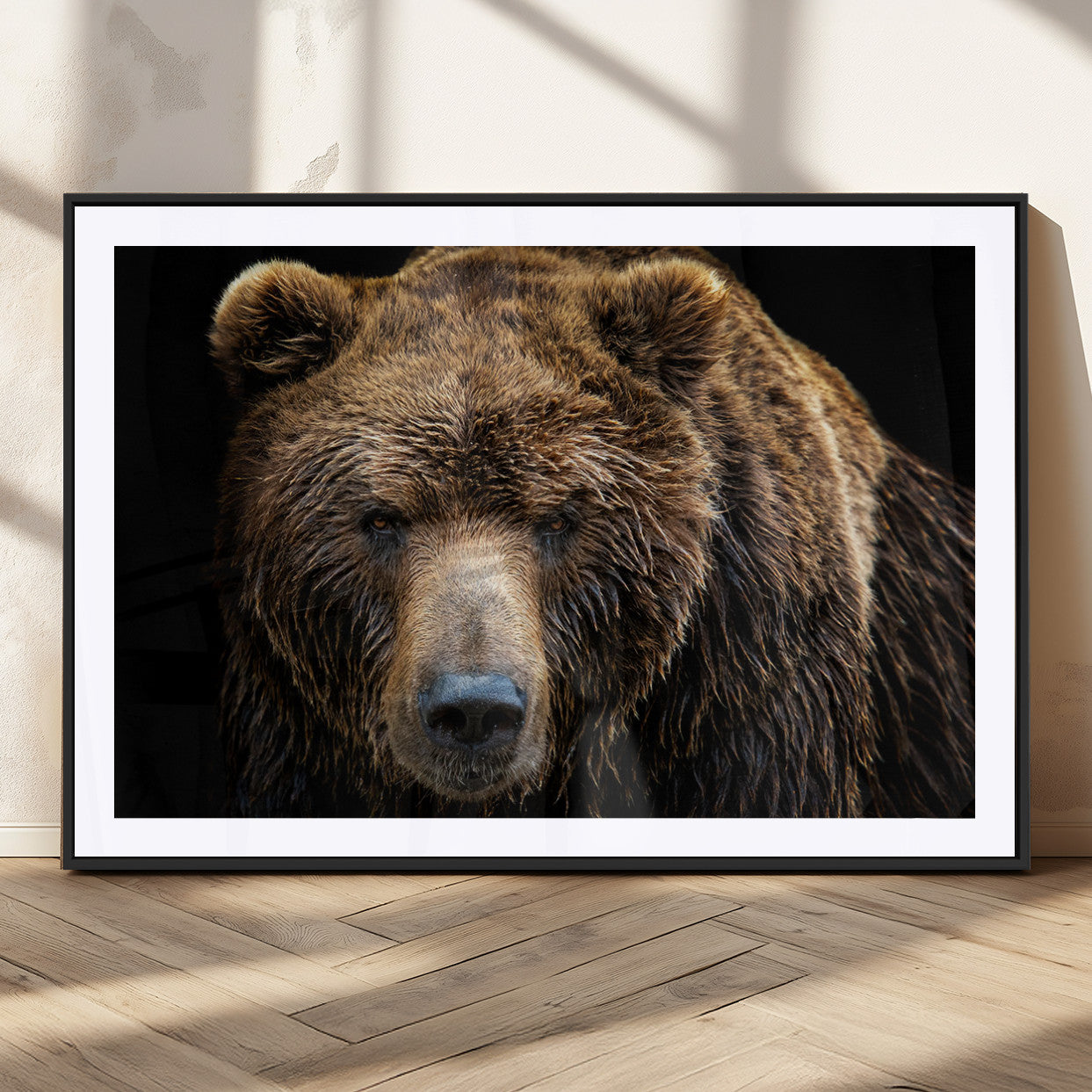 MGC-FP-36x24 - Grizzly Brown Bear Canvas Wall Art, Wildlife Animal Canvas Artwork Bear Print, Bear Wall Art Print,