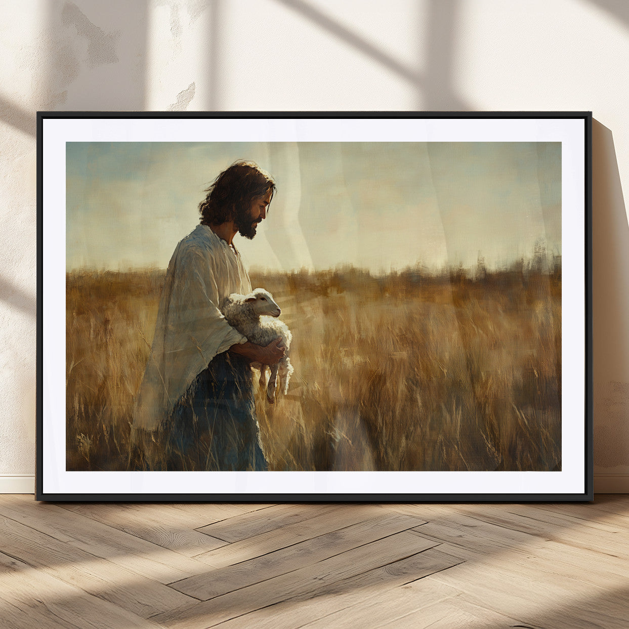 MGC-FP-36x24 - Jesus the Good Shepherd Wall Art Canvas Print - Inspirational Christian Religious Print for Prayer