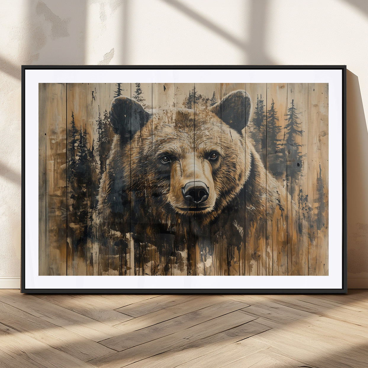 MGC-FP-36x24 - Majestic Grizzly 399 Bear Wall Art | 3-Panel Rustic Canvas Print for Living Room, Office, or Cabin