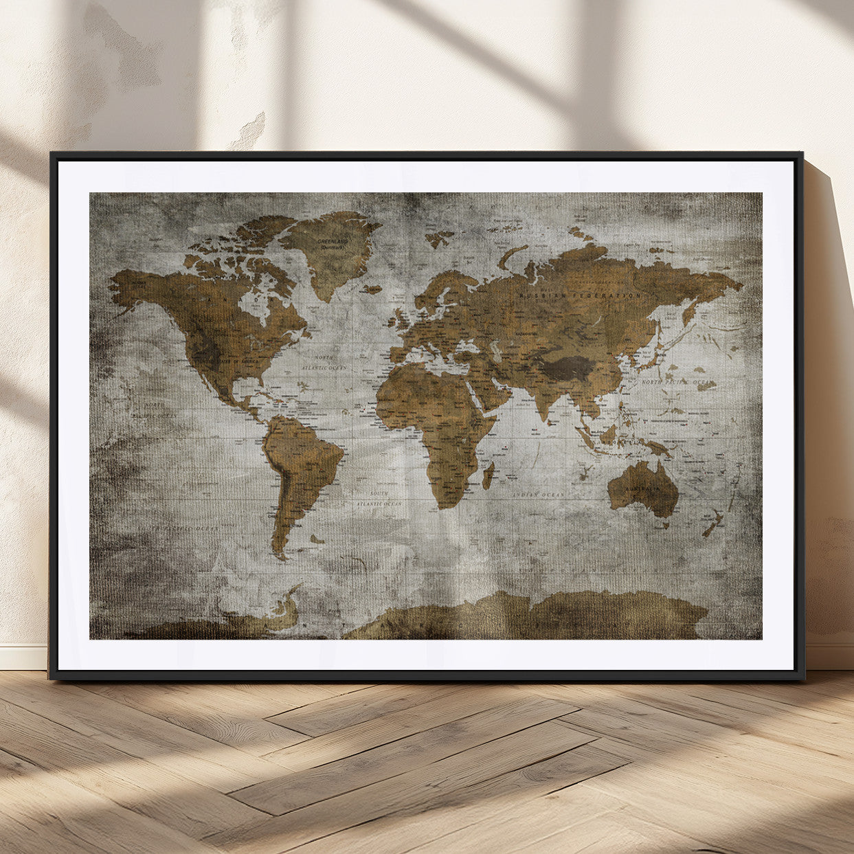 MGC-FP-36x24 - Push Pin World Map Canvas Print – Framed Wall Art for Couples to Track Their Travels – Anniversary