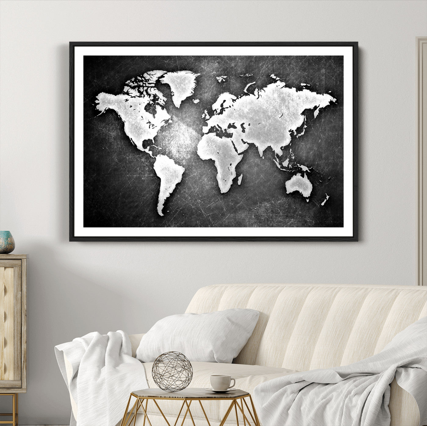 34390-MGC-FP-36x24_Black-World Map Wall Art Canvas Print – Framed Wall Art for Anniversary Gift or Home Adventure Decor
