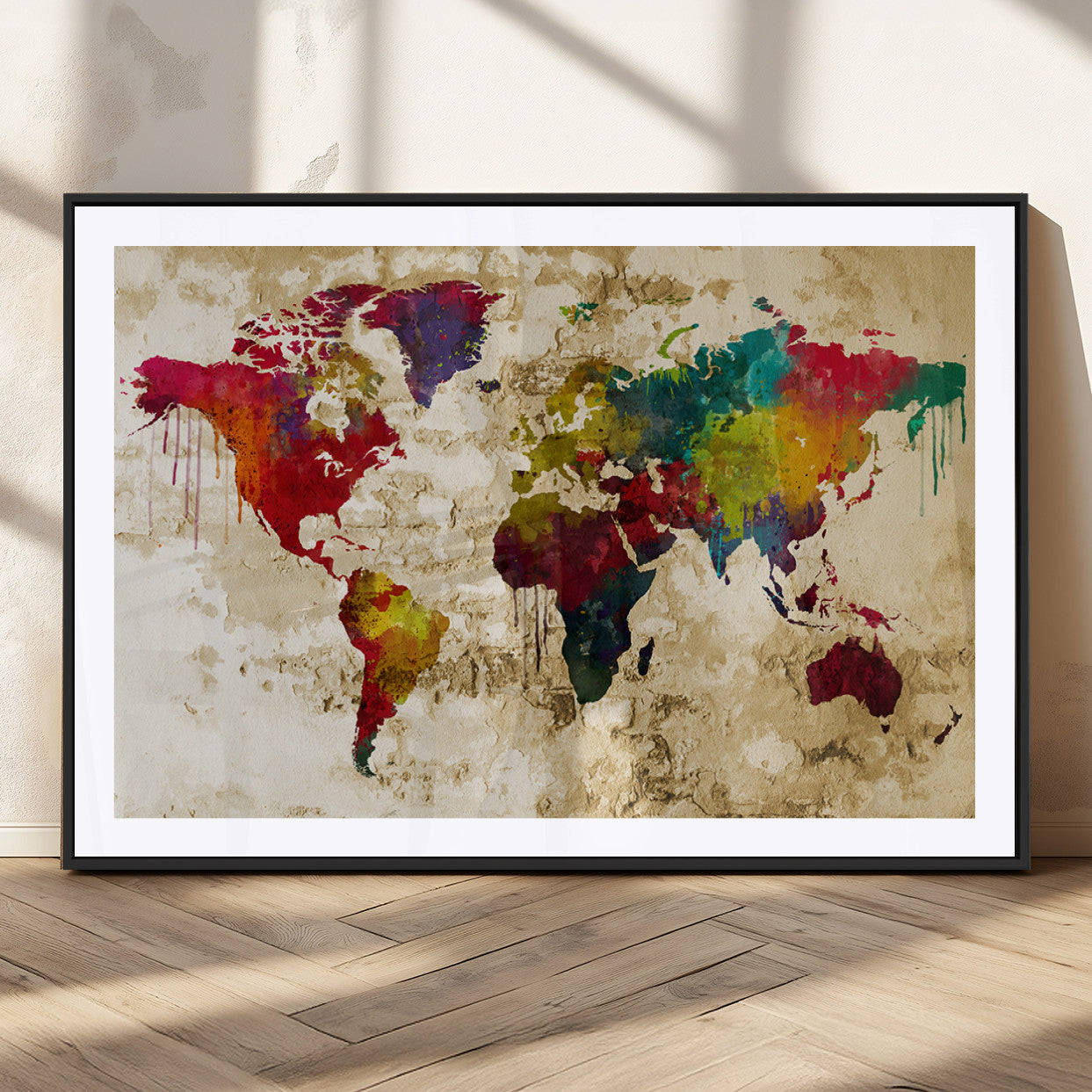 MGC-FP-36x24 - Push Pin World Map Canvas Print – Framed Wall Art for Couples to Track Their Travels – Anniversary