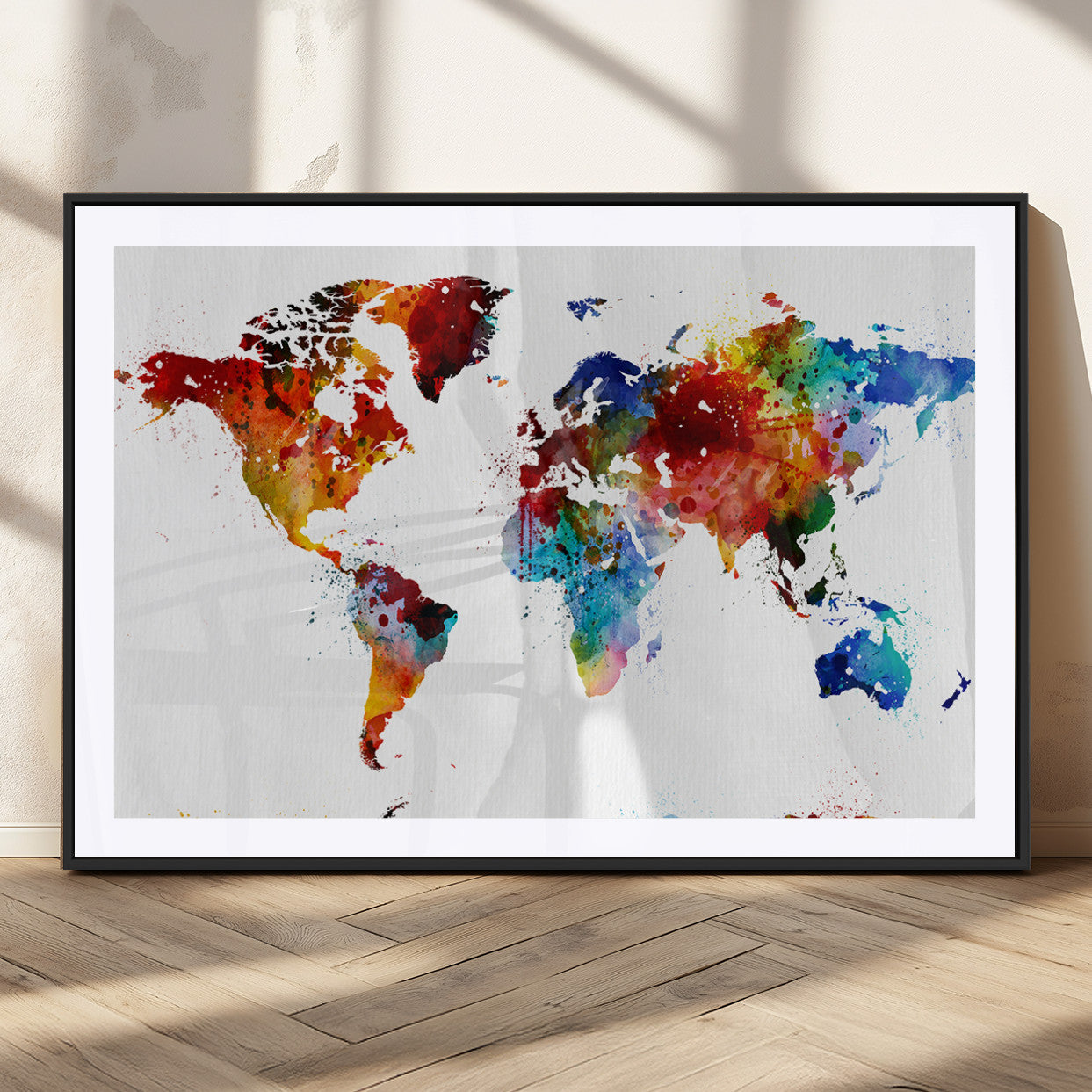 MGC-FP-36x24 - Push Pin World Map Canvas Print – Framed Wall Art for Couples to Track Their Travels – Anniversary