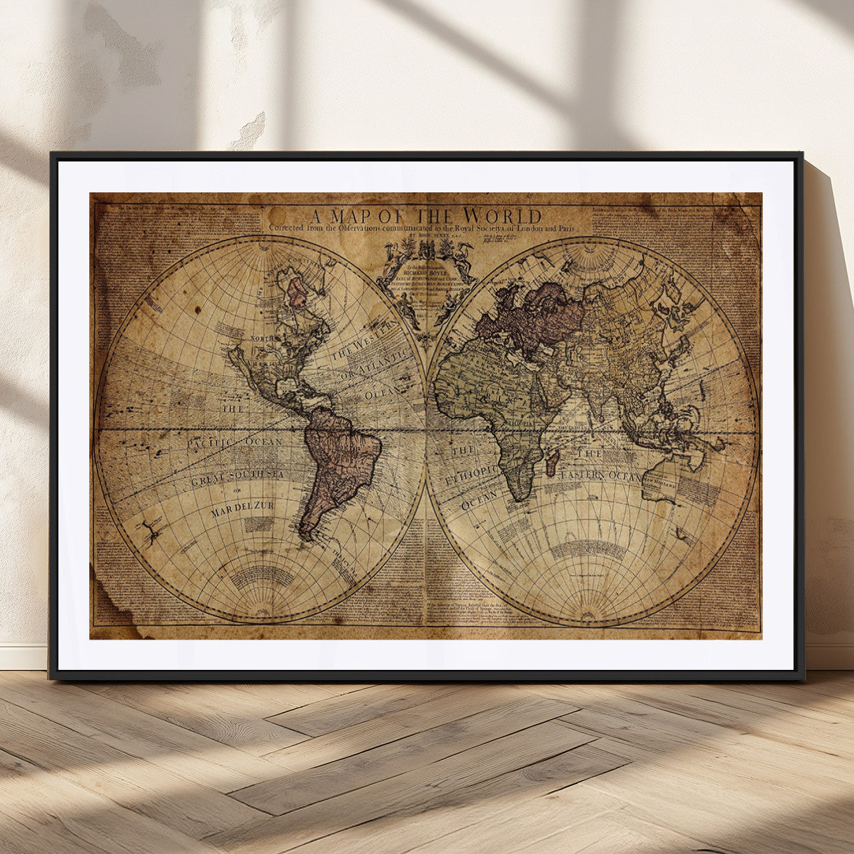 MGC-FP-36x24 - Push Pin World Map Canvas Print – Framed Wall Art for Couples to Track Their Travels – Anniversary
